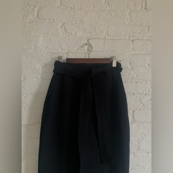 Wilfred lined wool midi skirt slit black XXS belted - Picture 2 of 6